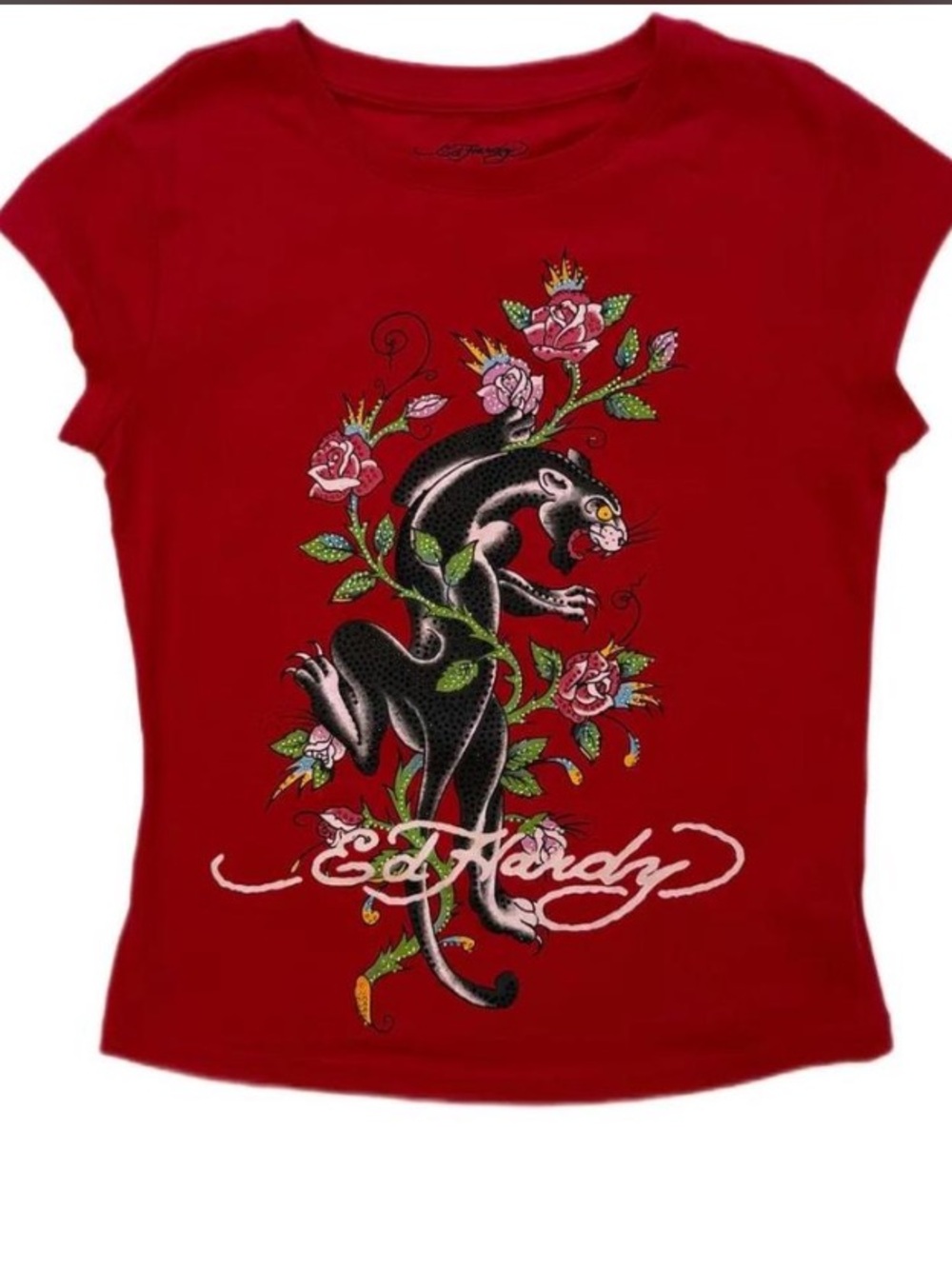 Ed Hardy Red Girls' Panther & Rose Graphic Tee